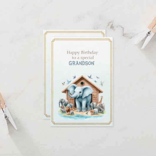 Happy Birthday To a Special Grandson  カード (正面/裏面インサイチュ)