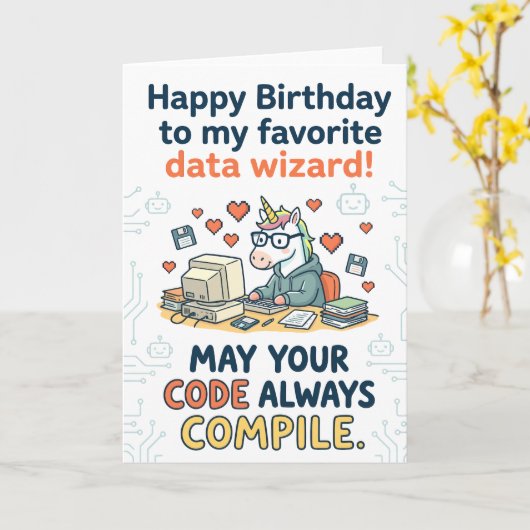 Happy Birthday to My Favorite Data Wizard カード (黄色い花)