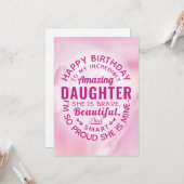 Happy BIrthday to my Incredibly Amazing Daughter カード (正面/裏面インサイチュ)
