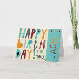 Happy Birthday To You - おかしい女の子ダークブルー カード