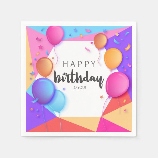 Happy Birthday To You スタンダードカクテルナプキン (正面)