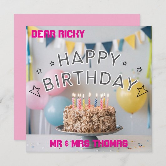 Happy Birthday to You! 🎉🎂 招待状 (正面/裏面)