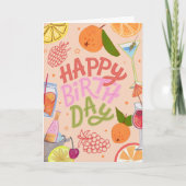 Happy Birthday Tropical Fruit and Cocktail Party カード (正面)