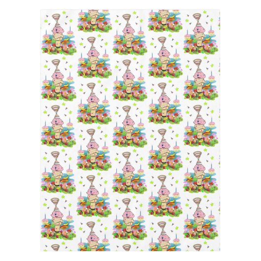 Happy Birthday Twin Tablecloth Confetti Cupcake テーブルクロス (正面)