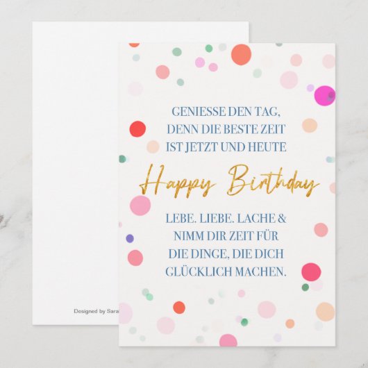 Happy Birthday und ein toller Spruch Gute Laune 招待状 (正面/裏面)
