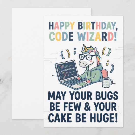 Happy Birthday Unicorn Code Wizard シーズンカード (正面/裏面)