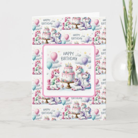 Happy Birthday Unicorn Themed カード (正面)
