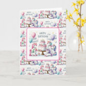 Happy Birthday Unicorn Themed カード (黄色い花)