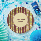 Happy Birthday Urban Camouflage Stripe Pattern ペーパープレート (パーティー)