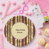 Happy Birthday Urban Camouflage Stripe Pattern ペーパープレート (パーティー)