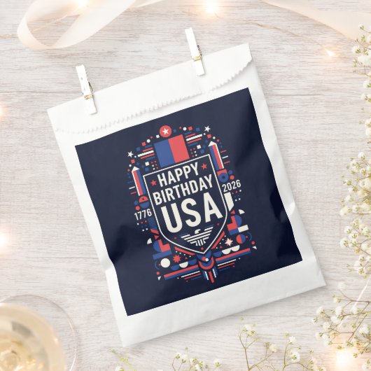 Happy Birthday USA 250 フェイバーバッグ (クリップ留めされた状態)