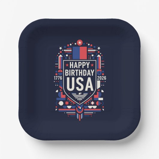 Happy Birthday USA 250 ペーパープレート (正面)