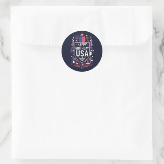 Happy Birthday USA 250 ラウンドシール (バッグ)