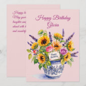 Happy Birthday. Watercolour boquet. Greeting Card シーズンカード (正面/裏面)