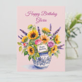 Happy Birthday. Watercolour boquet. Greeting Card シーズンカード (スタンド正面)