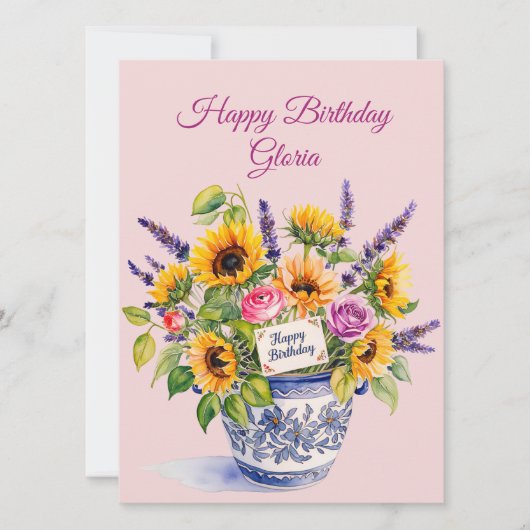 Happy Birthday. Watercolour boquet. Greeting Card シーズンカード (正面)