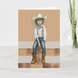 Happy Birthday Western Ranch Cowgirl Illustration  カード