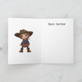 Happy Birthday Western Ranch Cowgirl Illustration  カード (内部)