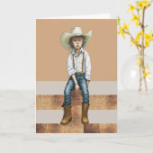 Happy Birthday Western Ranch Cowgirl Illustration  カード (黄色い花)