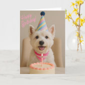 Happy Birthday Westie Birthday Card カード (黄色い花)