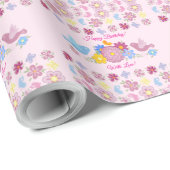 Happy Birthday Wild Flowers Garden Birds Pattern ラッピングペーパー (ロールコーナー)
