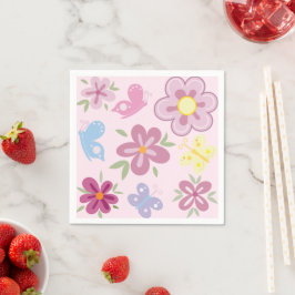 Happy Birthday Wild Flowers Garden Boho Pattern スタンダードカクテルナプキン