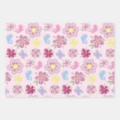 Happy Birthday Wild Flowers Garden Boho Pattern ラッピングペーパーシート (正面)