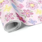 Happy Birthday Wild Flowers Garden Boho Pattern ラッピングペーパー (ロールコーナー)
