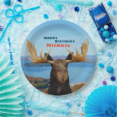Happy Birthday Wildlife Moose Paper Plates ペーパープレート (パーティー)