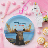 Happy Birthday Wildlife Moose Paper Plates ペーパープレート (パーティー)
