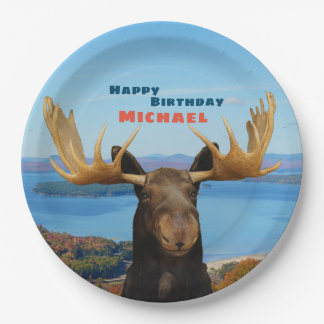 Happy Birthday Wildlife Moose Paper Plates ペーパープレート