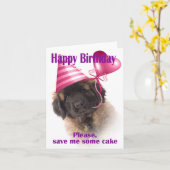 Happy birthday with a Leonberger puppy カード (黄色い花)