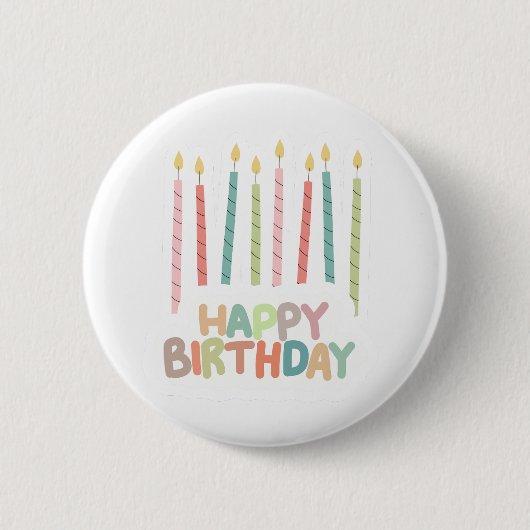 Happy Birthday with Candles Button 缶バッジ (正面)