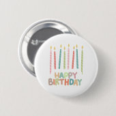 Happy Birthday with Candles Button 缶バッジ (正面&裏面)