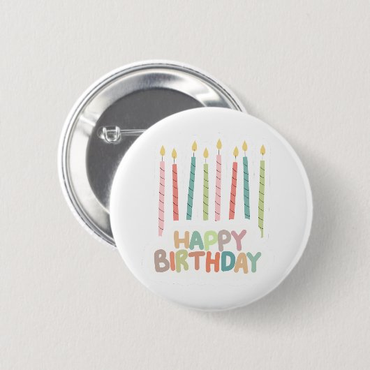 Happy Birthday with Candles Button 缶バッジ (正面&裏面)
