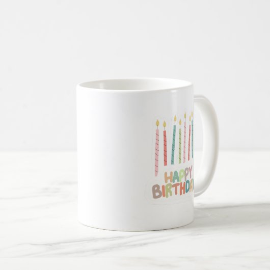 Happy Birthday with Candles on コーヒーマグカップ (正面右)
