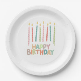 Happy Birthday with Candles on Paper Plates ペーパープレート