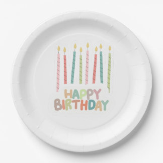 Happy Birthday with Candles on Paper Plates ペーパープレート