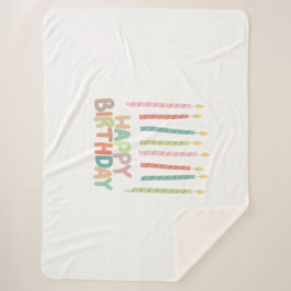 Happy Birthday with Candles Sherpa Blanket シェルパブランケット