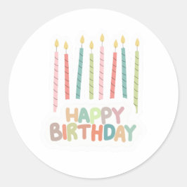 Happy Birthday With Candles Sticker Label ラウンドシール
