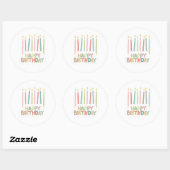Happy Birthday With Candles Sticker Label ラウンドシール (シート)