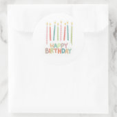 Happy Birthday With Candles Sticker Label ラウンドシール (バッグ)