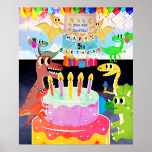 Happy birthday with dinosaurs ポスター