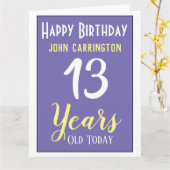 Happy Birthday with Name & Age 13 Years Card カード (黄色い花)