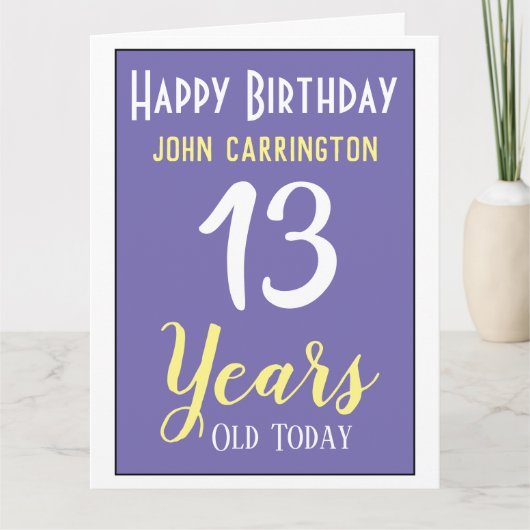 Happy Birthday with Name & Age 13 Years Card カード (正面)