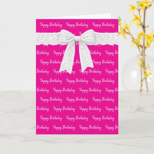 Happy Birthday With White Bow カード (黄色い花)