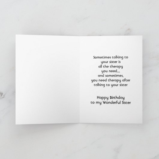Happy Birthday Wonderful Sister Funny カード (内部)