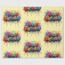 Happy Birthday Wrapping Paper – Bright Multicolor ラッピングペーパー