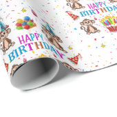 Happy Birthday Wrapping Paper Monkey Cupcake  ラッピングペーパー (ロールコーナー)