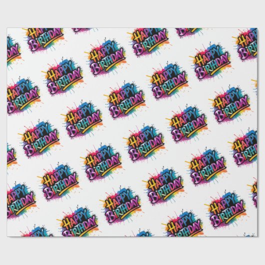 Happy Birthday Wrapping Paper printable ラッピングペーパー (フラット)